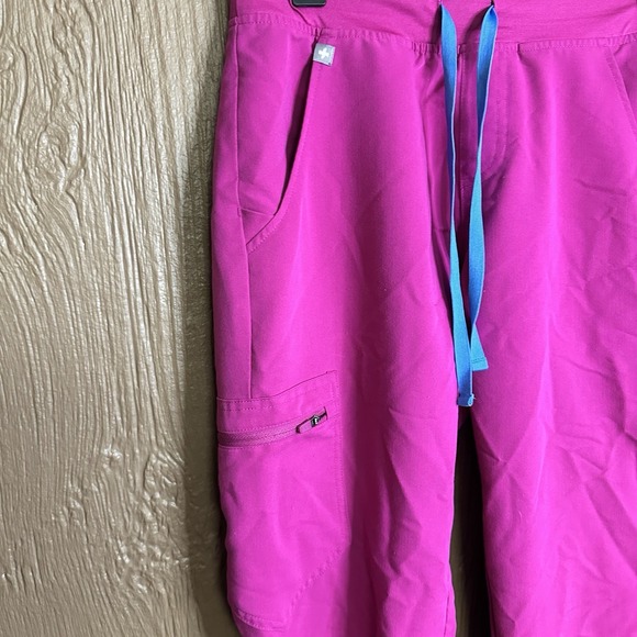 Figs Pink Joggers with Blue Drawstring - Picture 3 of 7